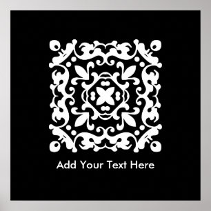 Elegant Black and White Vintage Decorative Poster