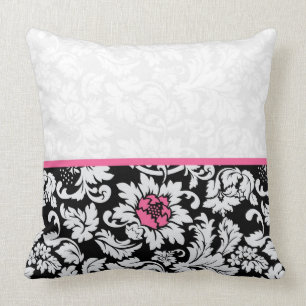 Elegant Black And White Vintage Floral Damasks Cushion