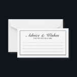 Elegant Black and White Wedding Advice and Wishes<br><div class="desc">Beautiful Elegant Black and White Wedding Advice and Wishes Card
featuring your information in black elegant font style with black rectangle border.

Click on the customise it button to personalise the design.</div>