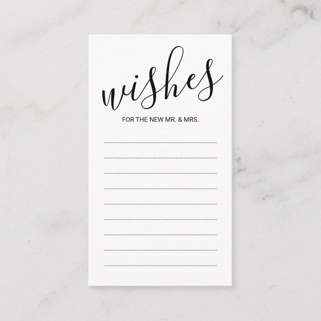 Elegant Black and White Wedding Advice and Wishes (Front)