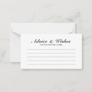 Elegant Black and White Wedding Advice and Wishes Card