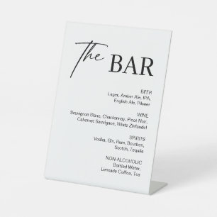 Elegant Black and White Wedding Bar  Pedestal Sign