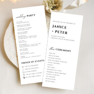 Elegant Black and White Wedding Ceremony Program