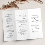 Elegant Black and White Wedding Ceremony Program<br><div class="desc">Designed to coordinate with our Boho Greenery wedding collection,  this customisable Ceremony Program features watercolor eucalyptus branches with a classy serif font & elegant calligraphy text graphics. Matching items available.</div>