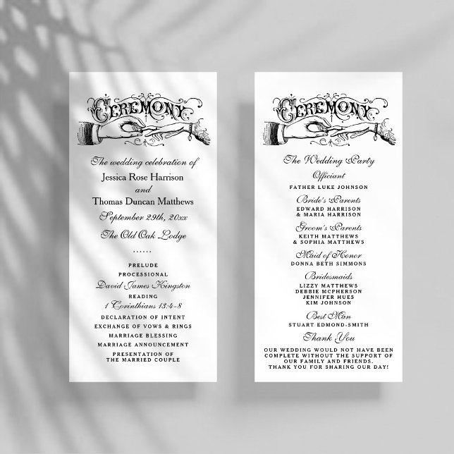 Elegant Black And White Wedding Ceremony Programs (Creator Uploaded)