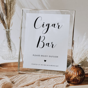 Elegant Black and White Wedding Cigar Bar sign