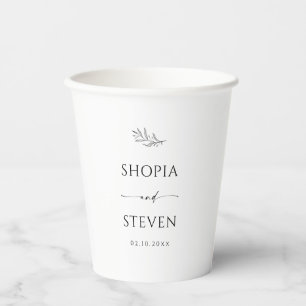 Elegant Black and White Wedding Coffee Paper Cups