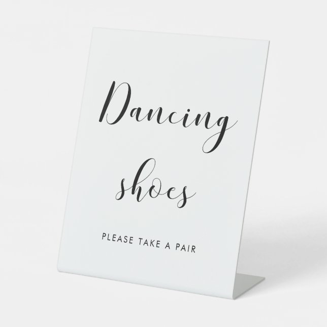 Elegant Black and White Wedding Dancing shoes Pedestal Sign (Front)