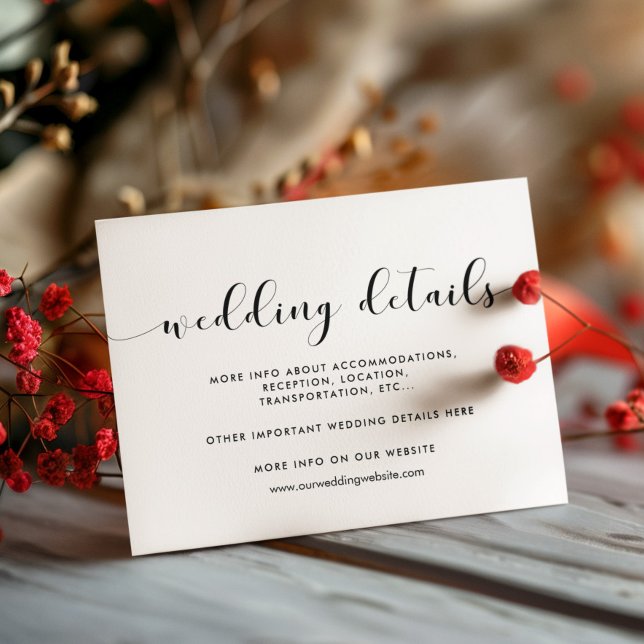 Elegant black and white wedding details card (Creator Uploaded)