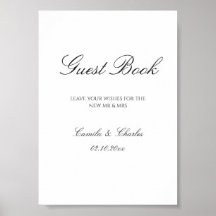 Elegant Black and White Wedding Guest Book 