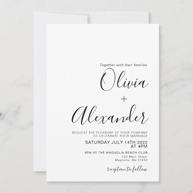 Elegant black and white Wedding Invitation (Front)