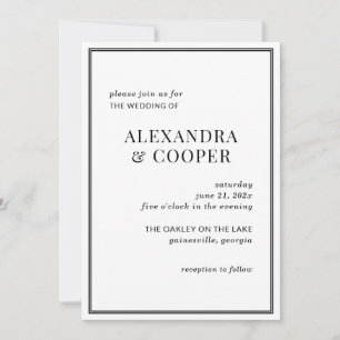 Elegant Black and White Wedding Invitation