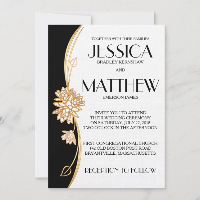 Elegant Black and White Wedding Invitation (Front)