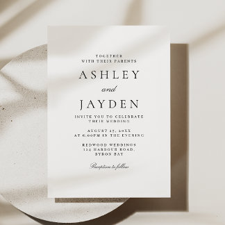 Elegant Black And White Wedding Invitation