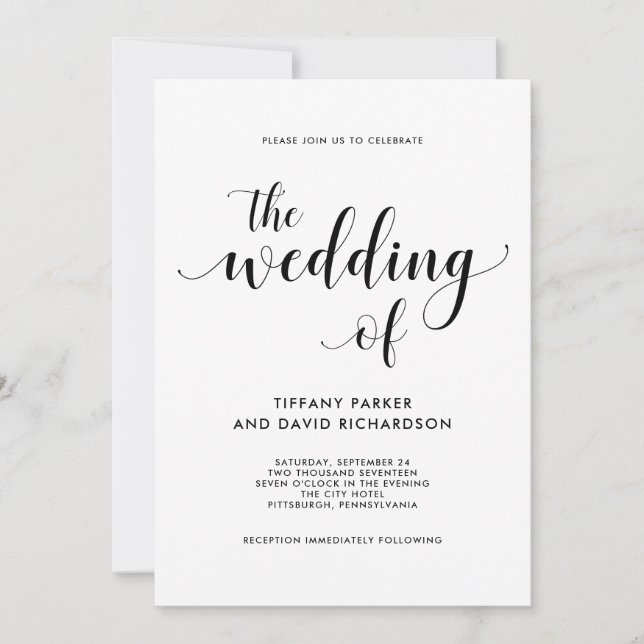 Elegant Black and White Wedding Invitation (Front)