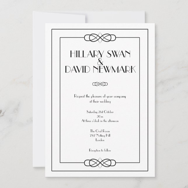Elegant Black and White Wedding Invitation (Front)
