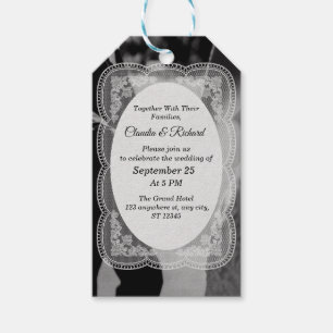 Elegant Black and White Wedding Invitation Gift Tags