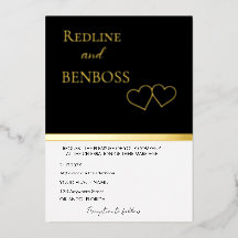 Elegant Black and white Wedding Invitation Gold