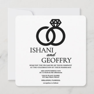 Elegant Black and White Wedding Invitation Minimal