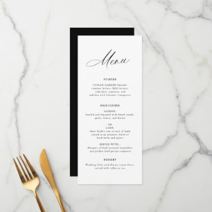 elegant black and white wedding  menu