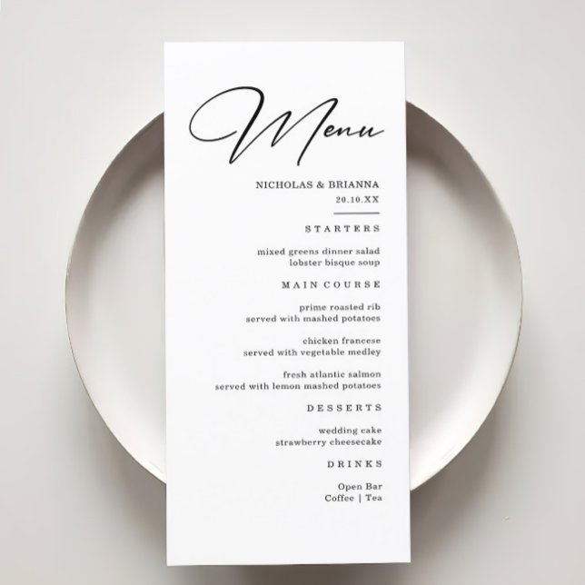 Elegant Black and White Wedding  Menu (Creator Uploaded)