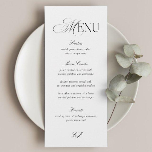 Elegant Black and White Wedding Menu Card (Creator Uploaded)