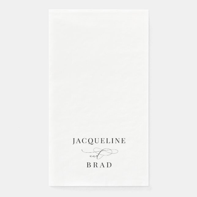 Elegant Black and White Wedding  Napkin (Front)