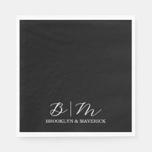 Elegant Black And White Wedding Napkin