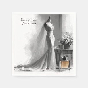 Elegant Black and White Wedding Napkins