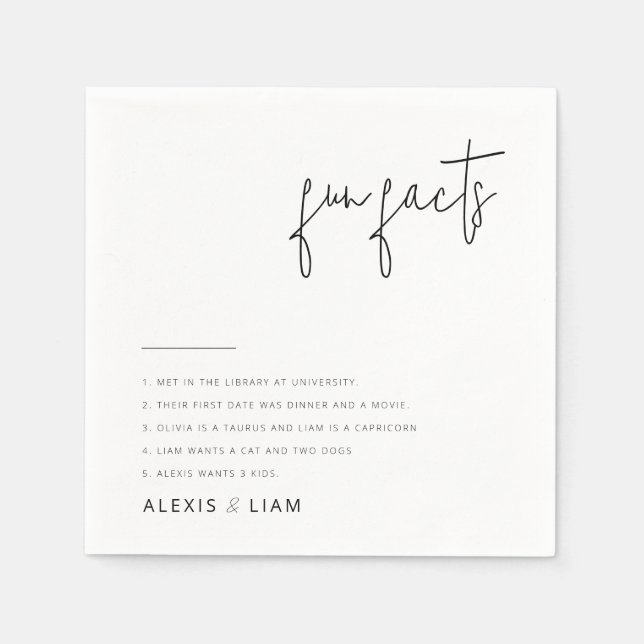 Elegant Black and White Wedding Napkins (Front)