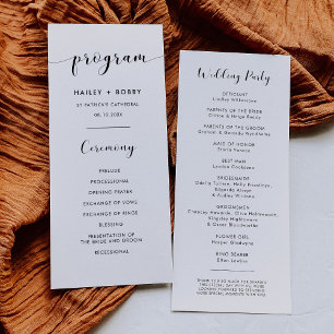 Elegant black and white wedding program