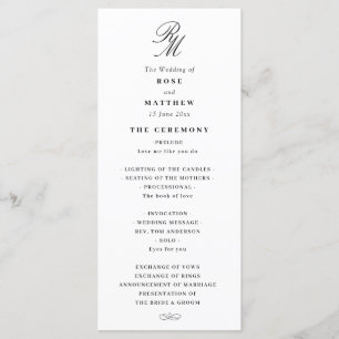 Elegant black and white wedding program