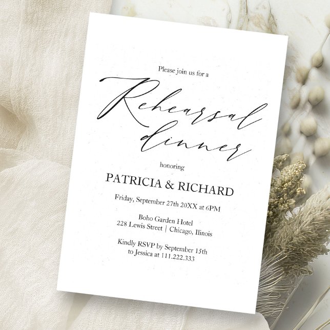 Elegant Black And White Wedding Rehearsal Dinner Invitation (Creator Uploaded)