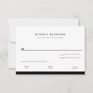 Elegant Black and White Wedding Reply Card