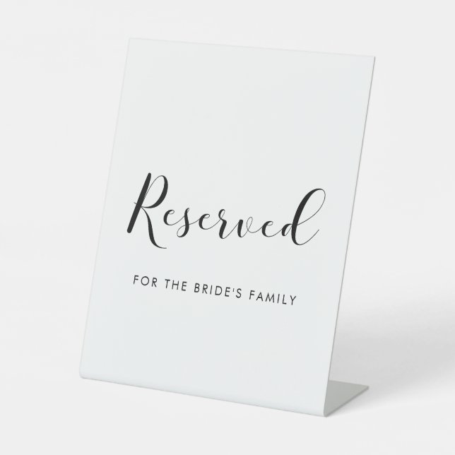 Elegant Black and White Wedding Reserved Pedestal Sign (Front)