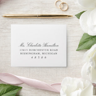 Elegant Black and White Wedding Response Address Envelope
