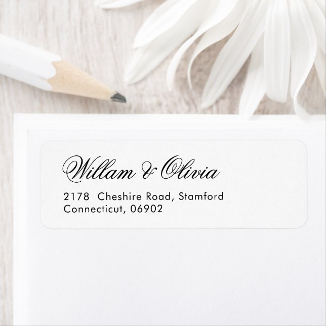 Elegant Black and White Wedding  Return Address Label (Insitu)