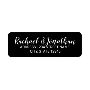 Elegant Black and White Wedding Return Address Label