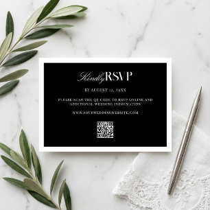 Elegant Black and White Wedding RSVP Card