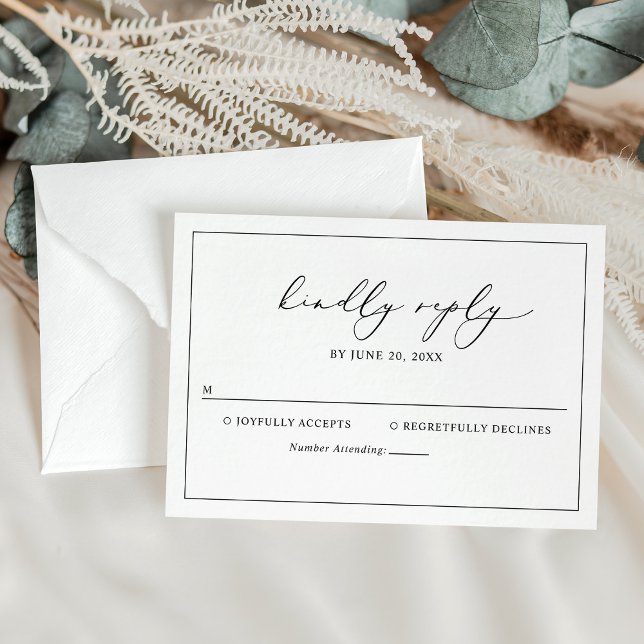 Elegant Black and White Wedding RSVP Card (Creator Uploaded)