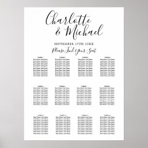 Elegant Black And White Wedding Seating Chart