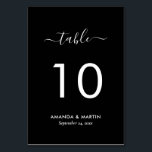 Elegant Black and White Wedding Table Number<br><div class="desc">Custom black and white wedding table number card featuring a modern script font. Matching items available.</div>