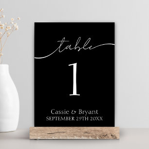 Elegant Black and White Wedding Table Number