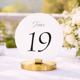 Elegant Black and White Wedding Table Numbers 1–19