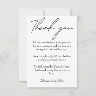 Elegant black and white wedding  thank you card