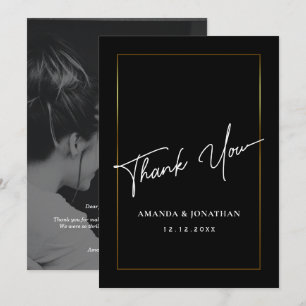 Elegant Black and White Wedding Thank You Card