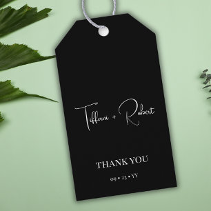 Elegant Black and White Wedding Thank You Gift Tags