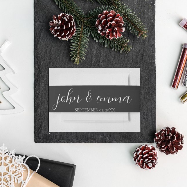 Elegant Black and White Wedding Theme Invitation Belly Band (Use this style liner and make a perfect wedding envelope)