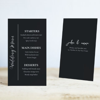 Elegant Black and White Wedding Theme Menu