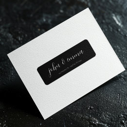Elegant Black and White Wedding Theme Return Address Label